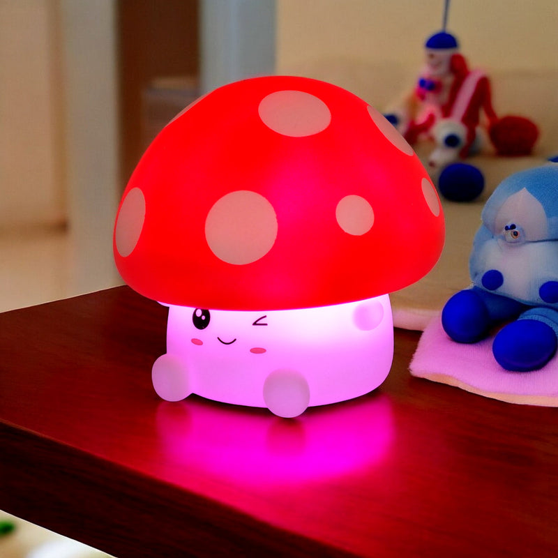 Squishy Mushroom Night Light Childrens Soft 7 Colour Changing LED Bedside Lamp