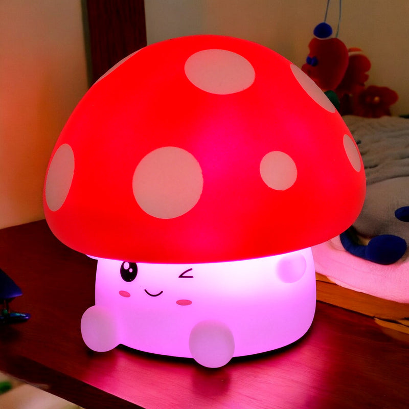 Squishy Mushroom Night Light Childrens Soft 7 Colour Changing LED Bedside Lamp