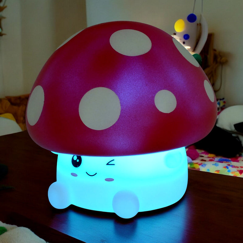 Squishy Mushroom Night Light Childrens Soft 7 Colour Changing LED Bedside Lamp