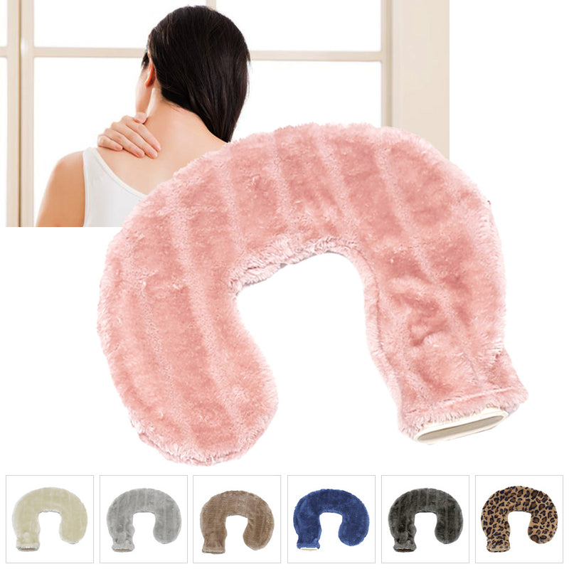 Hot Water Bottles Neck & Shoulder Pain Relief Soft Fleece Covers Colour Choice T