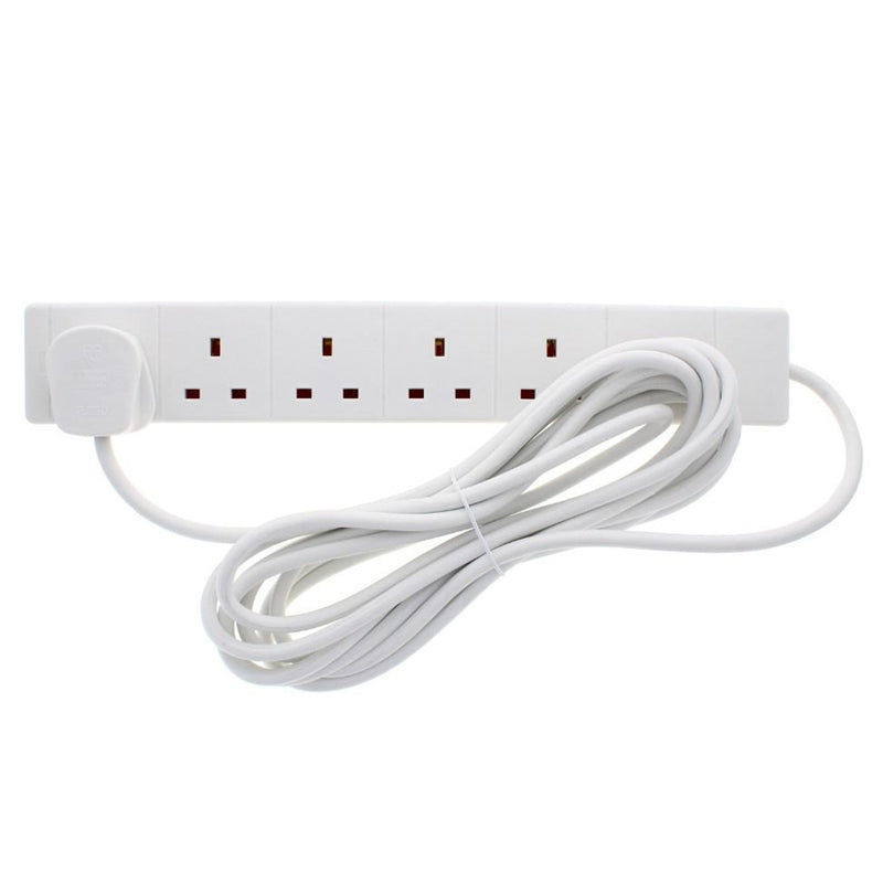 Pro-Elec White 5m Extension Lead Mains Power Cable 6 Gang UK Plug Sockets