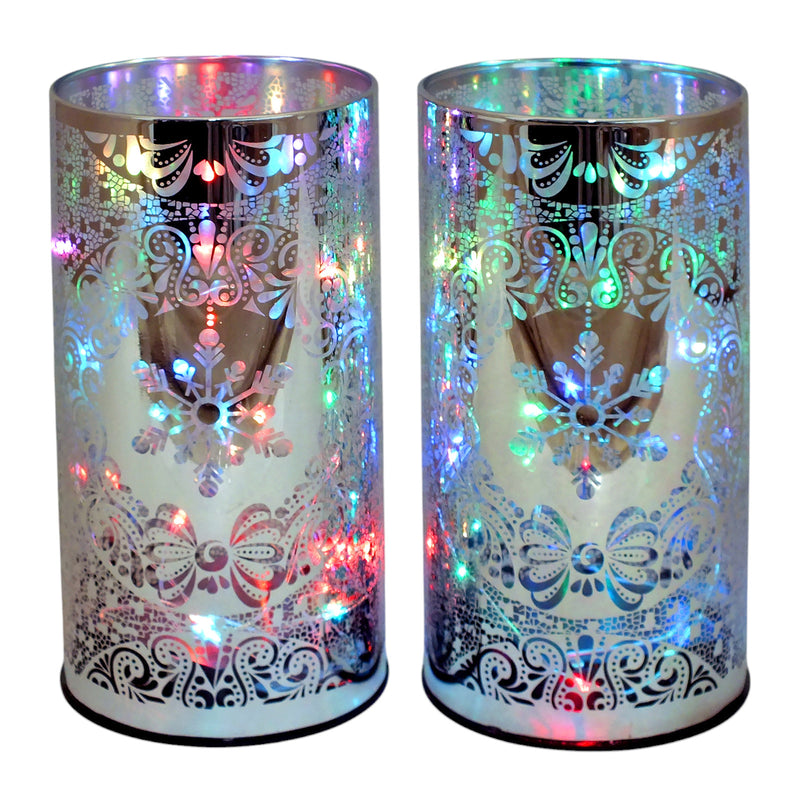 Pack of 2 Luxa Fantasia Glass Twinklers Colour Changing LED Projector Lamps | Cordless Lights