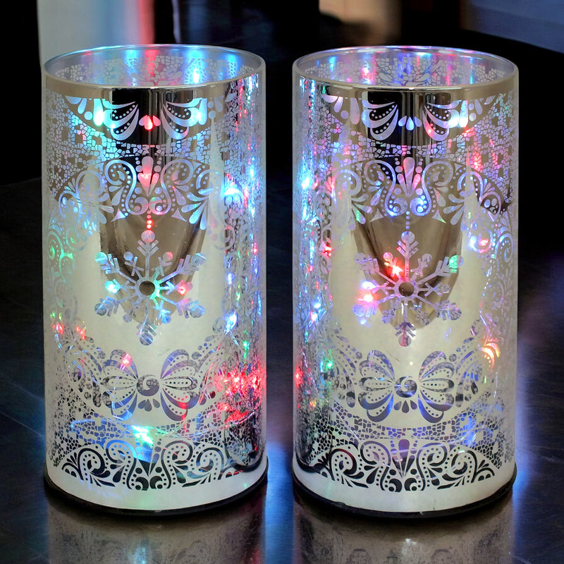 Pack of 2 Luxa Fantasia Glass Twinklers Colour Changing LED Projector Lamps | Cordless Lights