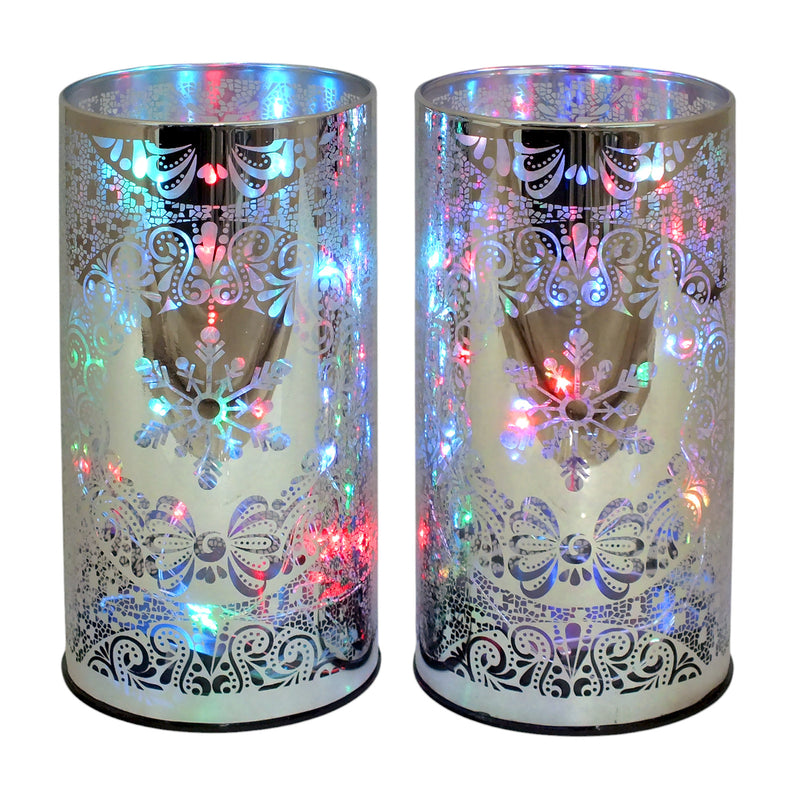 Pack of 2 Luxa Fantasia Glass Twinklers Colour Changing LED Projector Lamps | Cordless Lights