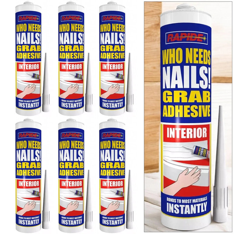 Rapide Interior Grab Adhesive 6 x Rapide Who Needs Nails Interior Grab Adhesive | 6 x 260ml Cartridges