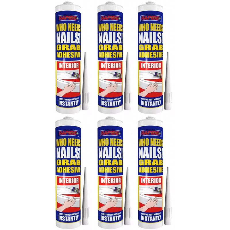 Rapide Interior Grab Adhesive 6 x Rapide Who Needs Nails Interior Grab Adhesive | 6 x 260ml Cartridges