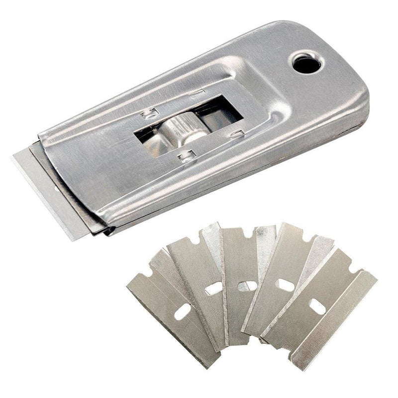 Retractable Steel Window Scraper with 6 Blades - tooltime.co.uk