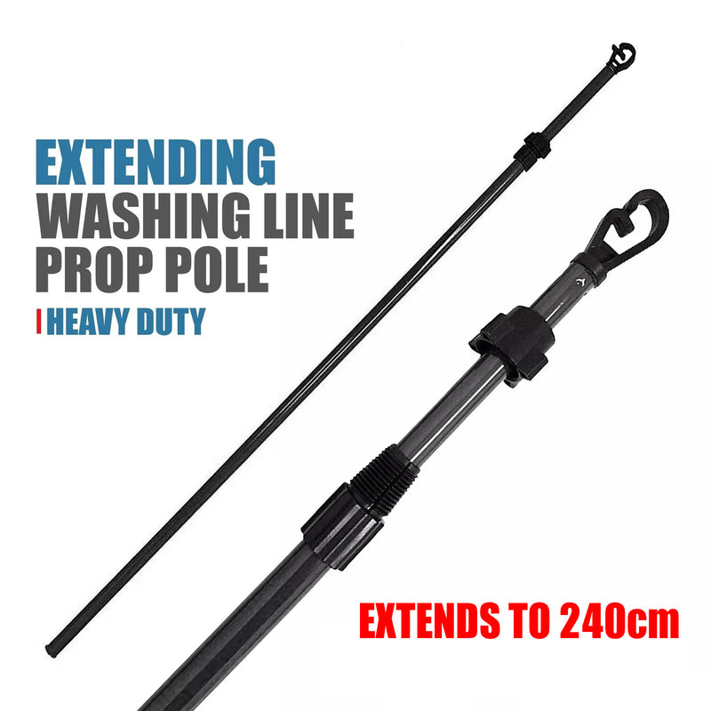 2.4m Telescopic Clothes Pole Washing Line Prop | Extendable Twist Lock Operation | Choice of Colour