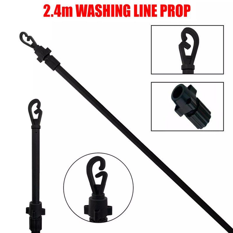 2.4m Telescopic Clothes Pole Washing Line Prop | Extendable Twist Lock Operation | Choice of Colour