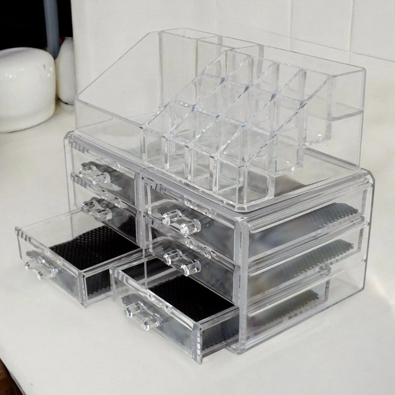 Secrets Cosmetics Organiser Clear Acrylic 6 Drawer Cosmetic Organiser Make Up Storage Box