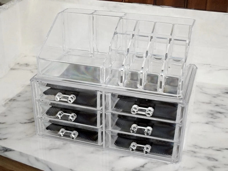 Secrets Cosmetics Organiser Clear Acrylic 6 Drawer Cosmetic Organiser Make Up Storage Box