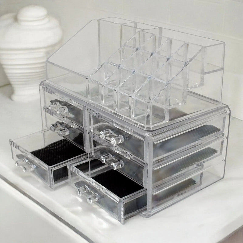 Secrets Cosmetics Organiser Clear Acrylic 6 Drawer Cosmetic Organiser Make Up Storage Box