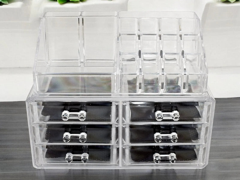 Secrets Cosmetics Organiser Clear Acrylic 6 Drawer Cosmetic Organiser Make Up Storage Box