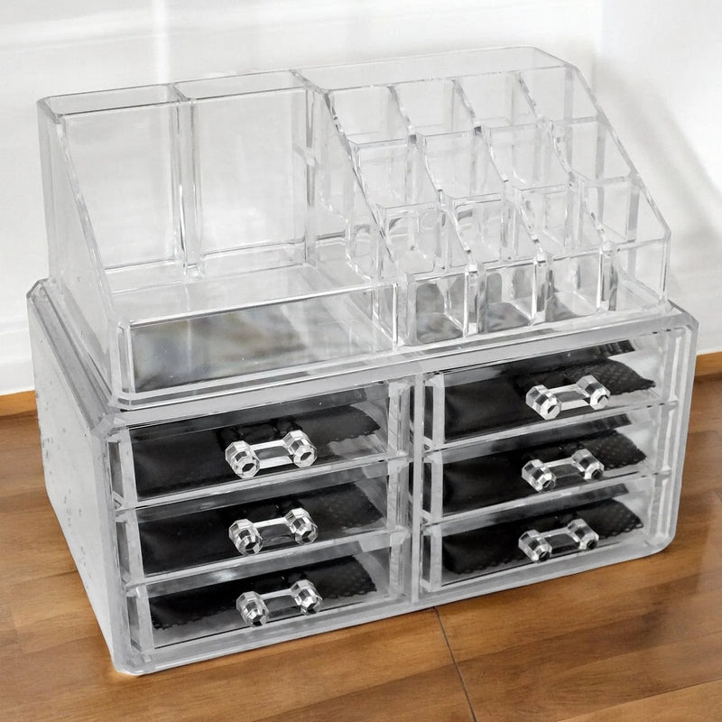 Secrets Cosmetics Organiser Clear Acrylic 6 Drawer Cosmetic Organiser Make Up Storage Box