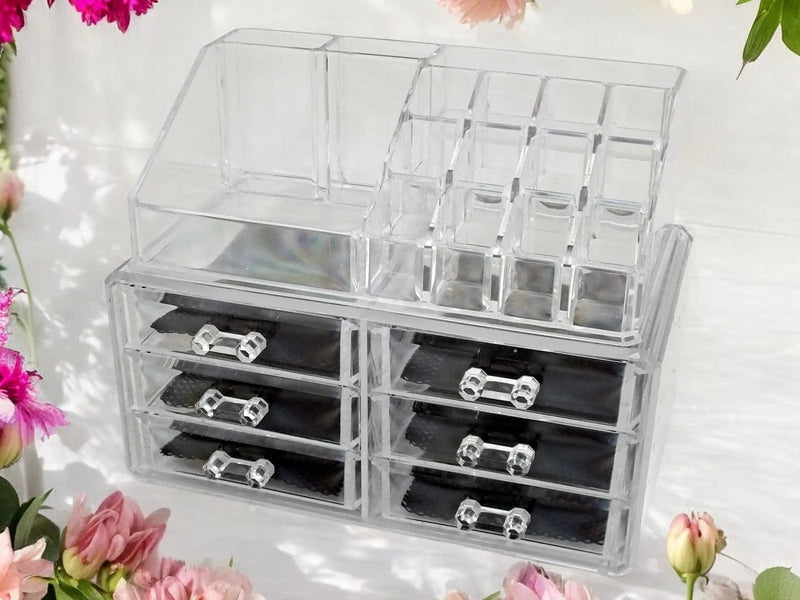 Secrets Cosmetics Organiser Clear Acrylic 6 Drawer Cosmetic Organiser Make Up Storage Box