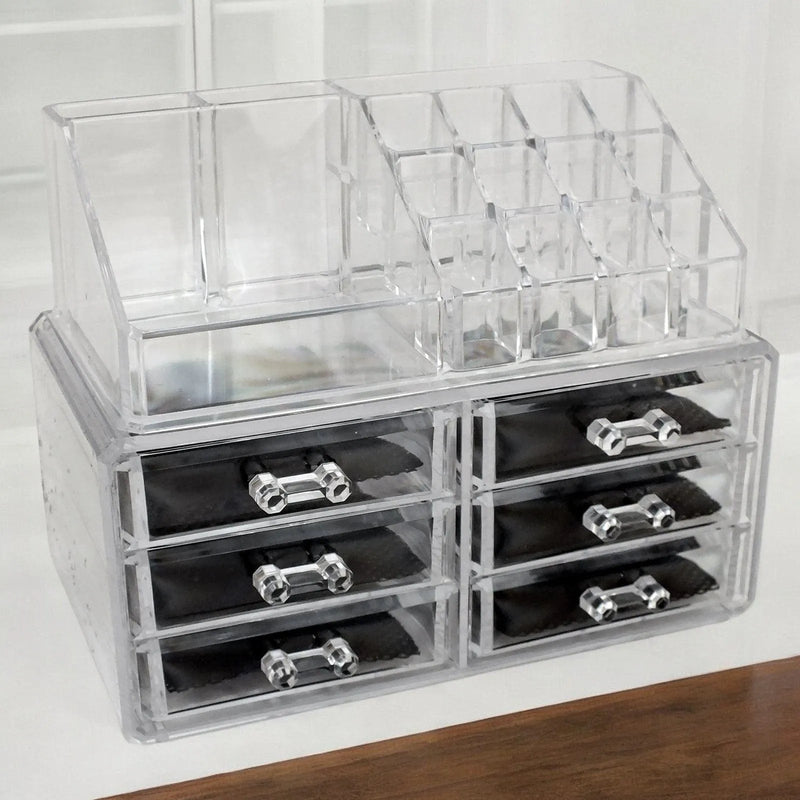 Secrets Cosmetics Organiser Clear Acrylic 6 Drawer Cosmetic Organiser Make Up Storage Box