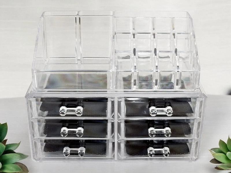 Secrets Cosmetics Organiser Clear Acrylic 6 Drawer Cosmetic Organiser Make Up Storage Box