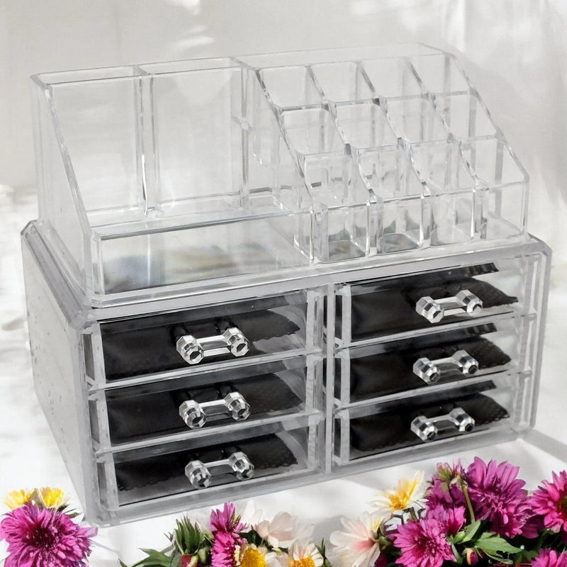 Secrets Cosmetics Organiser Clear Acrylic 6 Drawer Cosmetic Organiser Make Up Storage Box