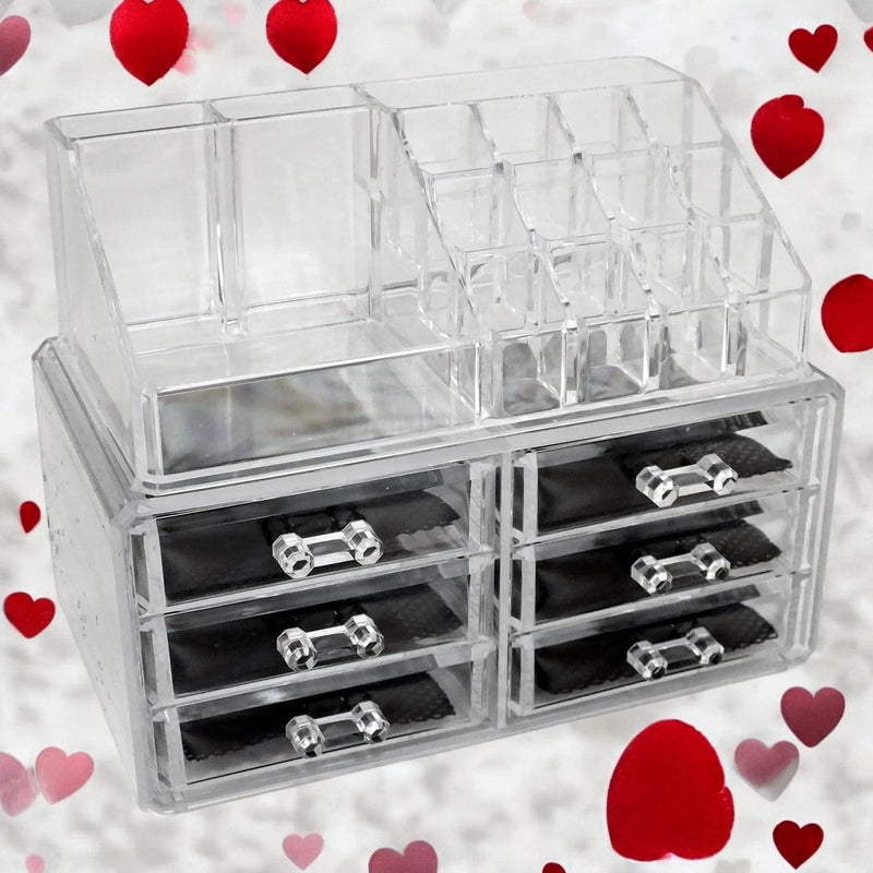 Secrets Cosmetics Organiser Clear Acrylic 6 Drawer Cosmetic Organiser Make Up Storage Box