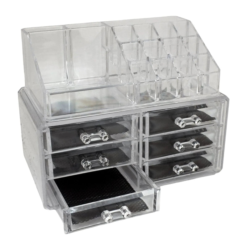 Secrets Cosmetics Organiser Clear Acrylic 6 Drawer Cosmetic Organiser Make Up Storage Box