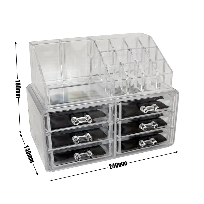 Secrets Cosmetics Organiser Clear Acrylic 6 Drawer Cosmetic Organiser Make Up Storage Box