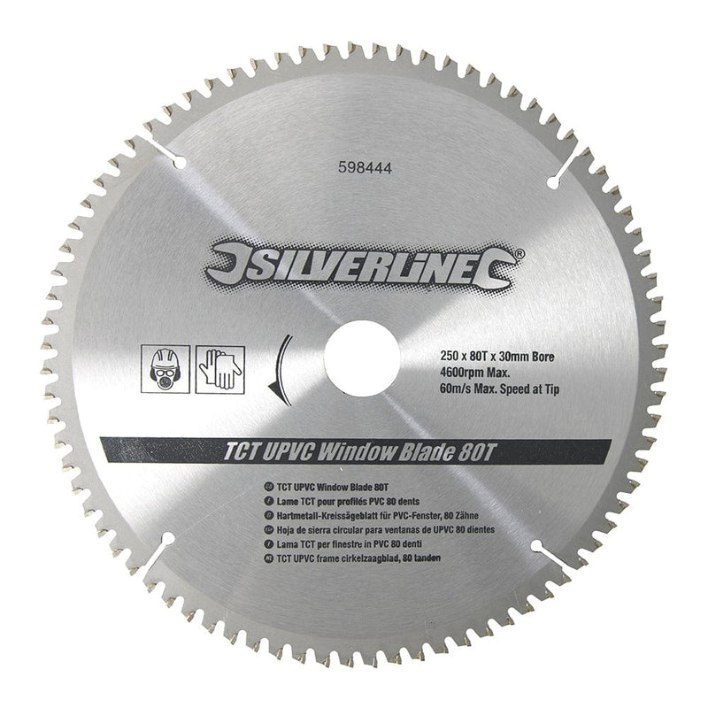 Silverline 250 X 30 - 25, 20, 16mm Rings Tct Upvc Window Blade 80t 598444 Silverline