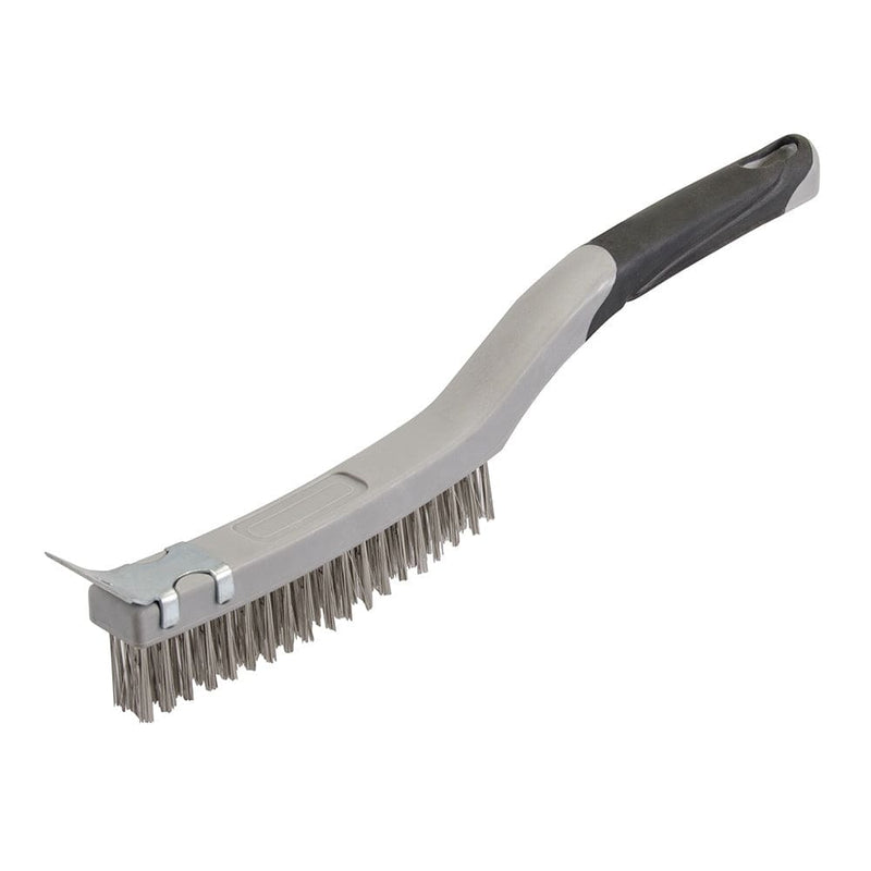 Silverline 3 ROW STAINLESS STEEL WIRE BRUSH WITH SCRAPER 156914