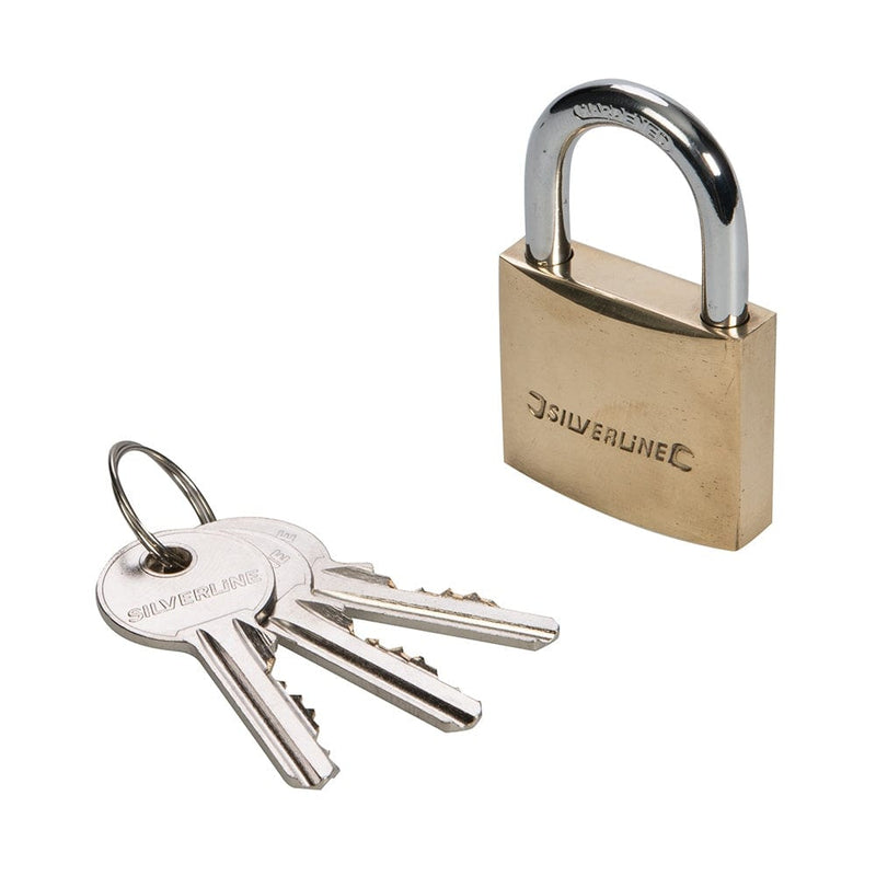 Silverline 40MM BRASS PADLOCK MSS03 SECURITY SAFETY LOCK - LIFETIME WARRANTY