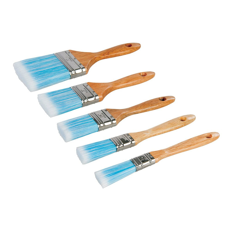 Silverline 5 Piece Synthetic Paint Brush Set 282408 - Lifetime Warranty