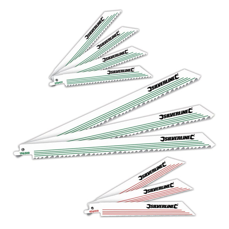 Silverline Bi-Metal & Hcs - 240 & 150mm Recip Saw Blades For Wood & Metal 10pce 783087