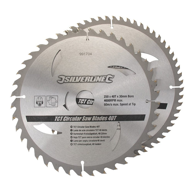 Silverline Circular Saw Blade 250mm Circular Saw Blades 30mm Tct 40t 60t Silverline 991704 Lifetime Warranty