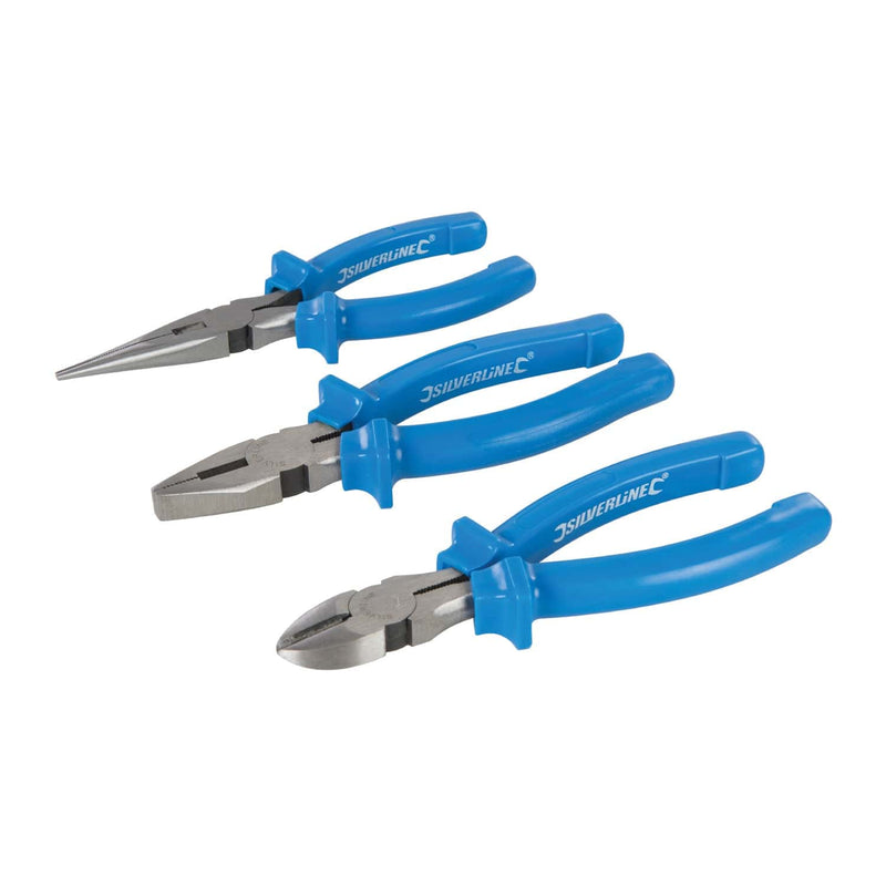 Silverline Mixed Pliers Set 6" Long Nose Combination Side Cutting 160mm 427610 - 3PCE