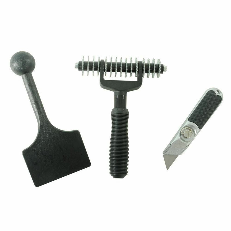 Silverline SILVERLINE 3PC CARPET LAYING FITTING TOOL SET BOLSTER CHISEL SEAM ROLLER 558861