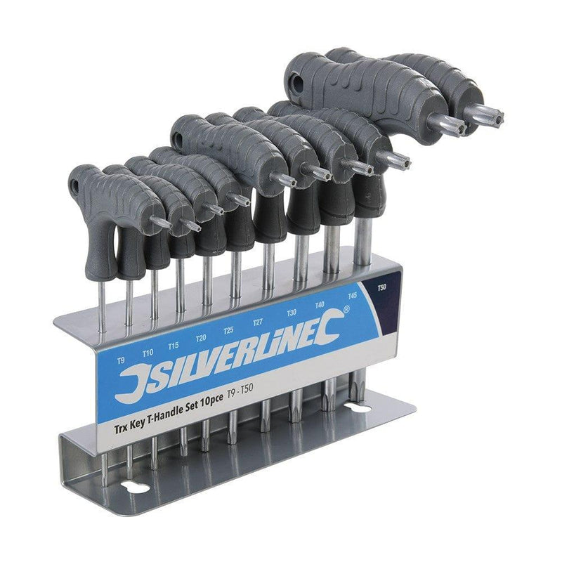 Silverline TX-Star Socket Set Silverline 328015 Torx T-Handle Key Set Size T9 - T50 With Stand (10 Piece)