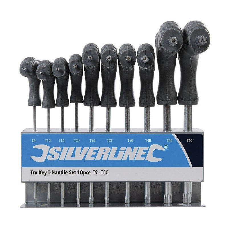 Silverline TX-Star Socket Set Silverline 328015 Torx T-Handle Key Set Size T9 - T50 With Stand (10 Piece)