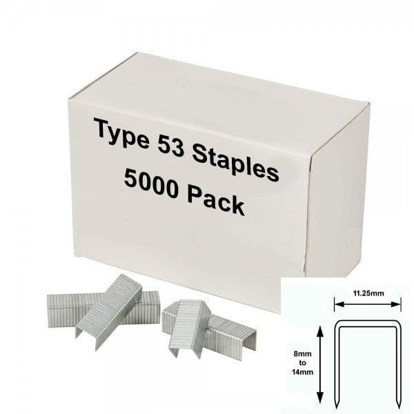 Silverline Type 53 Staples 5000pk Heavy Duty - Stanley TR Arrow JT21 Tacwise 8mm 10mm 14mm