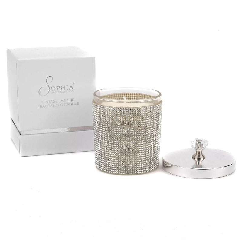 Sophia Scented Candle Sophia Vintage Jasmine Fragranced Scented Candle in Diamante Encrusted Glass Jar 150g