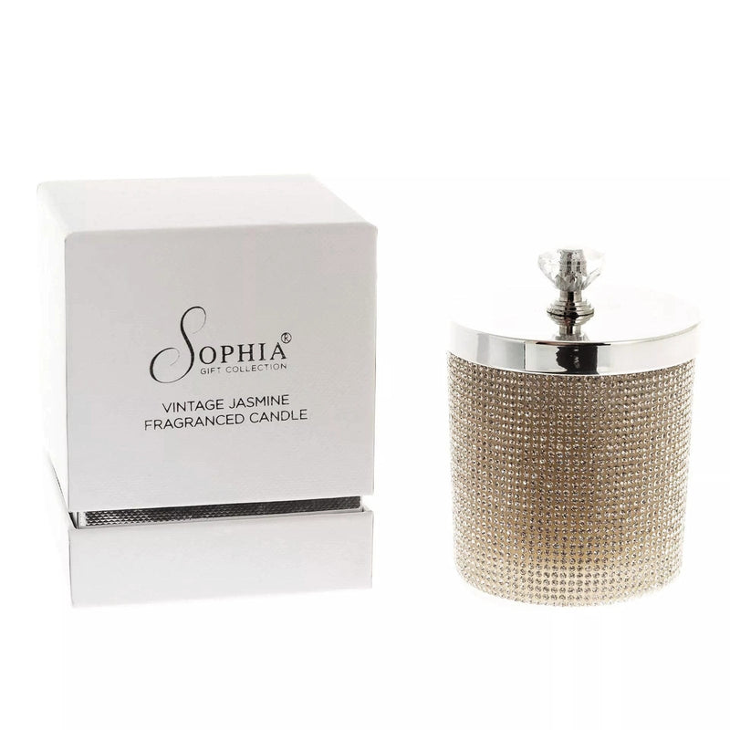 Sophia Scented Candle Sophia Vintage Jasmine Fragranced Scented Candle in Diamante Encrusted Glass Jar 150g