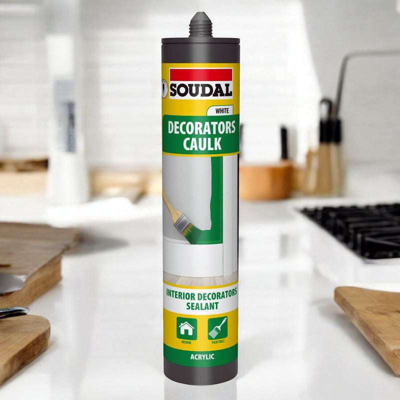 Soudal Decorators Caulk Pack of 6 Soudal Decorators Caulk White Acrylic Flexible Sealant - 290ml