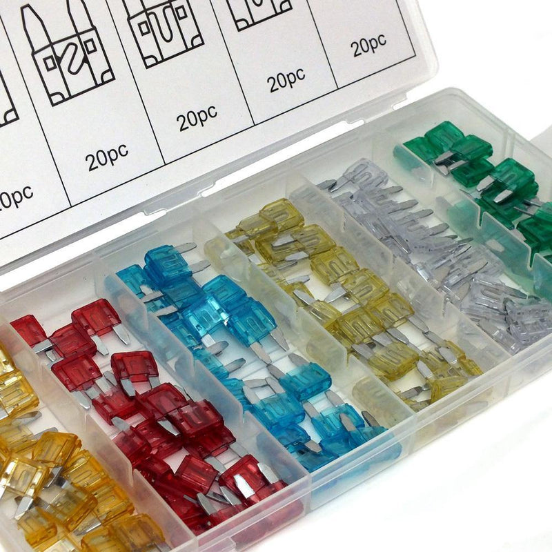 tooltime 120Pc Assorted Mini Blade Fuses Set Automotive Car Bike 5 10 15 20 25 30 Amps