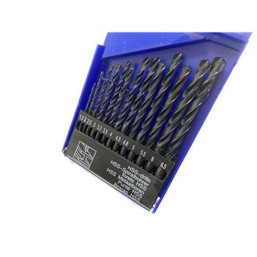 tooltime 13PC HSS PRECISION DRILL BIT SET SPIRAL SHANK 1.5mm - 6.5mm BITS WOOD METAL