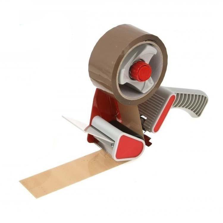 tooltime 2" Tape Gun Dispenser + 1 Roll Of Brown Packing Tape 48Mm X 50M