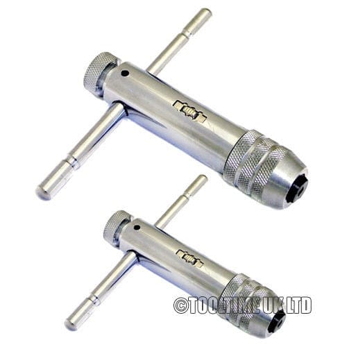 tooltime 2Pc Reversible T Bar Handle Ratchet Tap Wrench M3-M8 & M5-M12 For Tap & Die Set