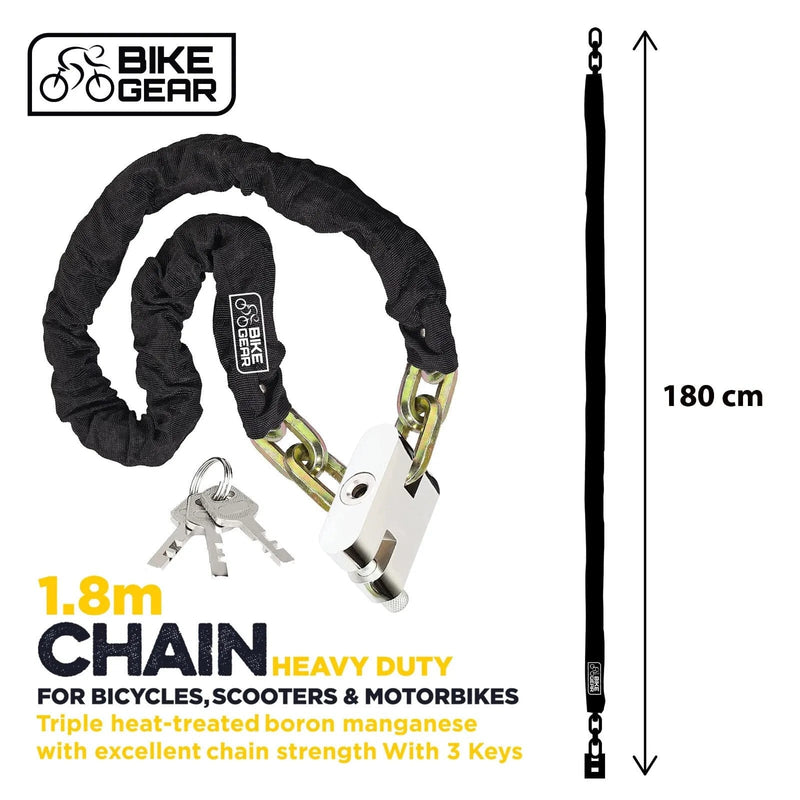 tooltime Bike Chain & Padlock 1.8m Heavy Duty Bike Chain & Padlock