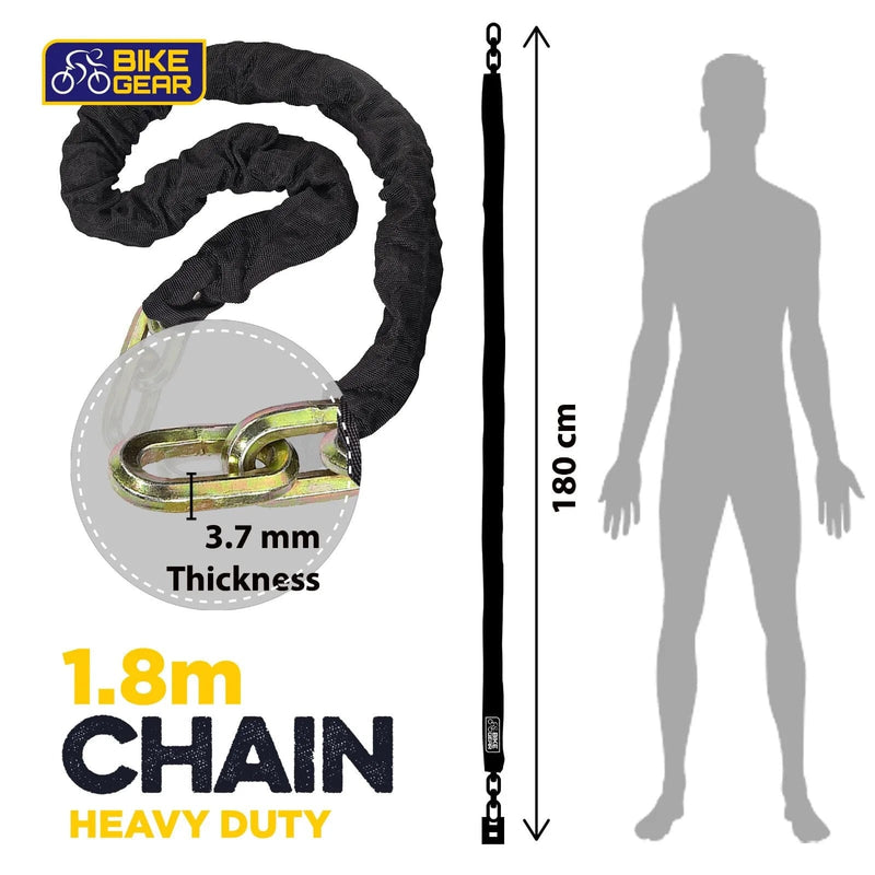 tooltime Bike Chain & Padlock 1.8m Heavy Duty Bike Chain & Padlock