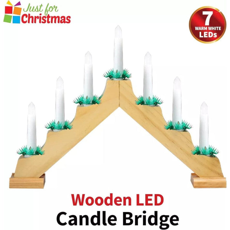 tooltime Christmas Candle Stand Christmas LED Candle Lights Wooden Bridge Arch Window Decoration