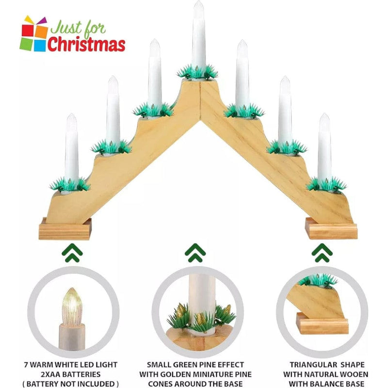 tooltime Christmas Candle Stand Christmas LED Candle Lights Wooden Bridge Arch Window Decoration