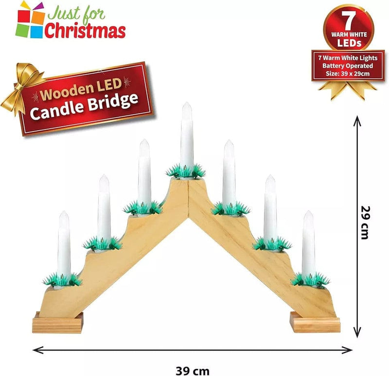 tooltime Christmas Candle Stand Christmas LED Candle Lights Wooden Bridge Arch Window Decoration