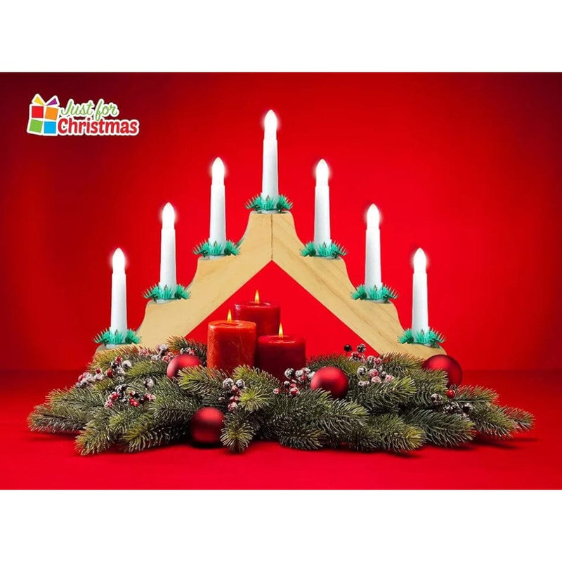 tooltime Christmas Candle Stand Christmas LED Candle Lights Wooden Bridge Arch Window Decoration