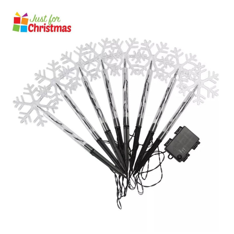 tooltime Christmas Stake Lights 8PK Christmas Snowflake LED Stake Lights Warm White Garden Patio Outdoor